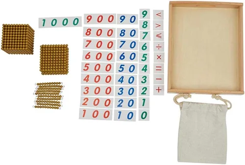 Miniatura 2 de Kghios Montessori Matemáticas Cuentas Juguetes Materiales para Niños Pequeños Cuentas Doradas y Tarjetas Materiales Banco Juego Mil Cubo Sistema