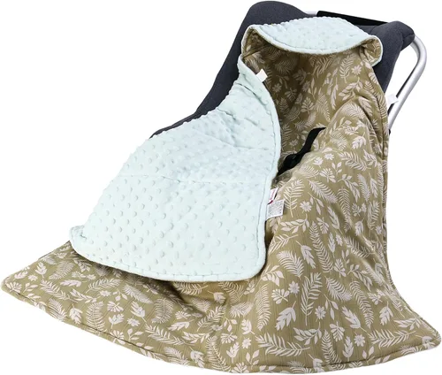 Miniatura 8 de Manta de invierno para asiento de automóvil para bebés, manta de asiento de automóvil Minky Dot para bebés recién nacidos, ajuste universal para Hoja