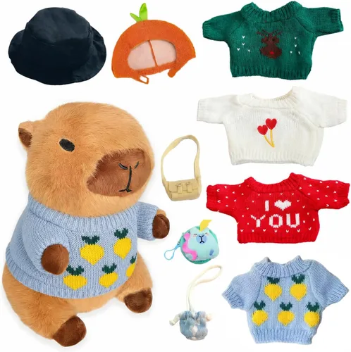 Miniatura 10 de Capybara - Peluche de Capybara con 9 prendas y accesorios, súper suave, para niños y niñas de 10.2 pulgadas (Capybara negro)