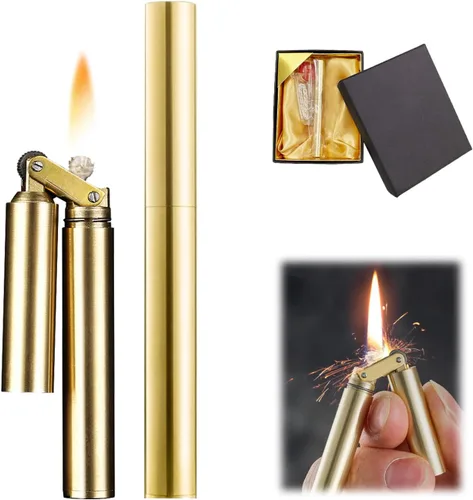 Miniatura 9 de Encendedor de cobre de queroseno, trinchera vintage, creativo, resistente al viento, de latón, rueda fría, encendedor de aceite de queroseno