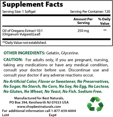 Miniatura 2 de Best Naturals Gaviola 600 mg y aceite de orégano 250 mg