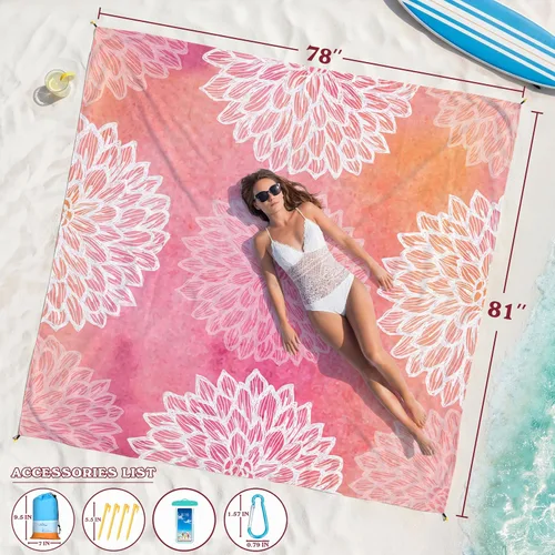 Miniatura 132 de Famstar Beach Blanket Oversized Extra Large 78"X81"/10'X9',Waterproof Sandproof Beach Blanket 2-8 Adults Lightweight Durable for Travel Camping