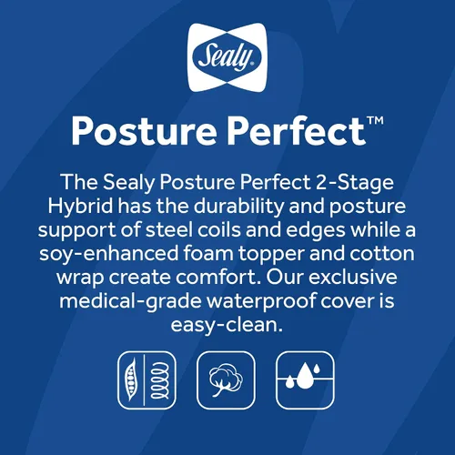 Miniatura 11 de Sealy Posture Perfect - Colchón impermeable de 2 etapas para cuna y colchón para cama de bebé, espuma viscoelástica híbrida y 150 bobinas de alta
