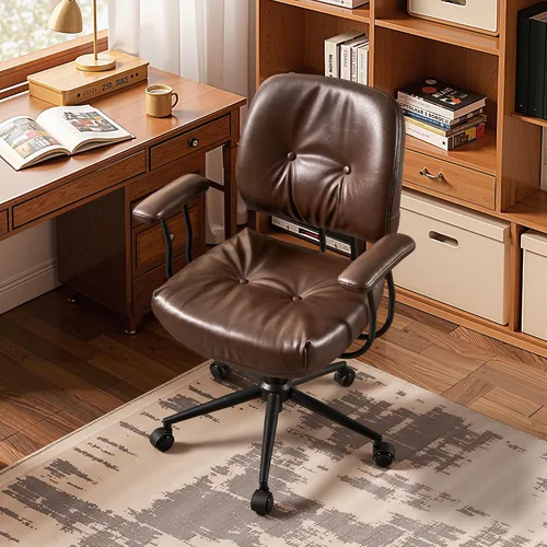 Miniatura 14 de HOOOWOOO Silla de Oficina Ergonómica, Silla de Escritorio Moderna de Computadora de Media Siglo, Silla Ejecutiva Cómoda con Asiento Extra Ancho