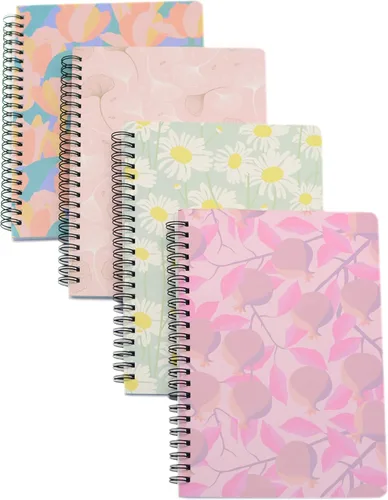 Miniatura 14 de Yansanido Cuaderno de espiral, 4 piezas A5 de tapa dura gruesa con diseño de gato, 0.315 in, 4 colores, 80 hojas, 160 páginas para estudio y notas