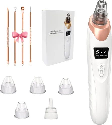 Miniatura 9 de Aspiradora de poros para eliminar puntos negros, limpiador facial de poros, 5 potencias de succión, 5 sondas, kit de aspiradora de puntos negros