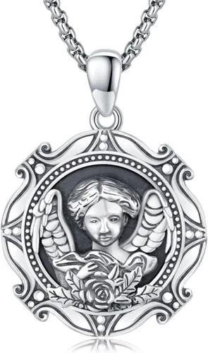Miniatura 292 de Collar con colgante de plata de ley 925 con medalla de San Patrón, joyería religiosa para hombres y mujeres, con cadena de acero inoxidable 316L