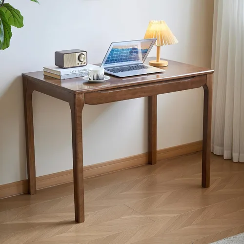 Miniatura 6 de Escritorio de madera maciza de 40"x24" con cajones, escritorio de escritura de madera para espacios pequeños, escritorios de oficina en casa