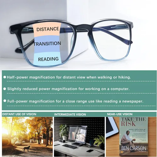 Miniatura 4 de COJWIS 3 packs Progressive Multifocus Reading Glasses for Women Blue Light Blocking Reading Glasses Spring Hinge Readers