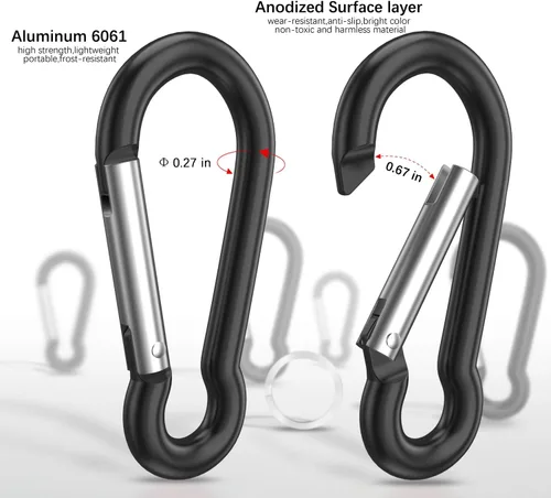 Miniatura 4 de Sprookber Mosquetón de aluminio, clips de caribeño, gancho de resorte para clip de llavero, juego de 10