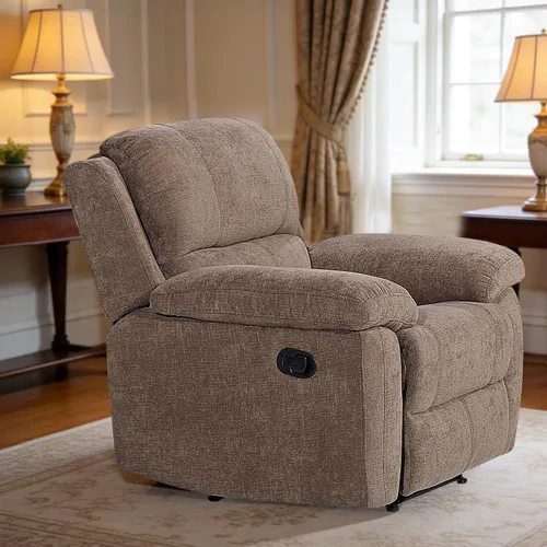 Miniatura 13 de Betsy Furniture Moderno juego de sofá reclinable de tela, sofá biplaza con consola, reclinable 8093 (negro, sofá + sofá biplaza) Breathable