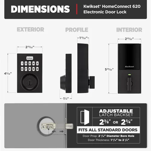 Miniatura 10 de Kwikset HomeConnect 620 Z-Wave Cerradura Inteligente con Teclado de Largo Alcance Habilitado, Entrada Conveniente sin Llave, Códigos de Usuario