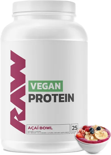 RAW Acai Bowl - Proteína vegana en polvo, 0.71 oz de proteína a base de plantas en polvo y fortificada con vitaminas para el crecimiento muscular y