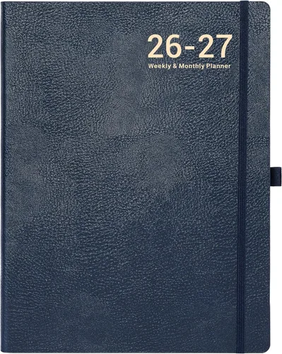 Agenda 2026 – Agenda semanal y mensual 2026, enero de 2026 a diciembre de 2026, 8.5 x 11 pulgadas, cubierta de cuero 2026 con papel grueso, bolsillo
