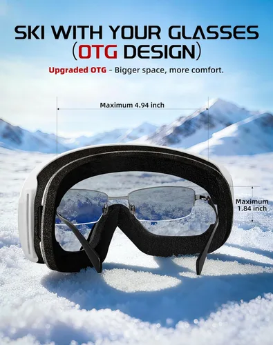 Miniatura 5 de Innerking OTG - Gafas de esquí aprobadas por SGS, para usar sobre gafas de nieve, snowboard, invierno, antivaho para adultos, jóvenes, hombres