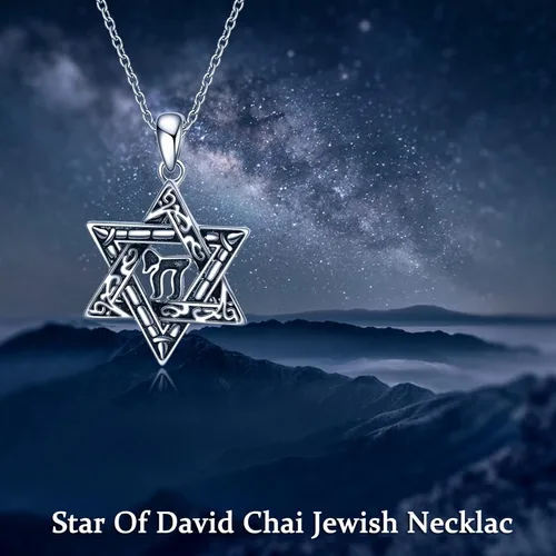 Miniatura 73 de YFN Collar de estrella de David de plata de ley, concha de abulón, árbol de la vida, joyería judía, regalos para mujeres y hombres