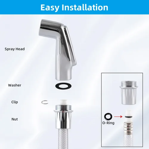 Miniatura 4 de Cabezal rociador lateral universal para fregadero de cocina, accesorio de rociador de fregadero de repuesto compatible con Delta, Moen, Kohler, Cromo