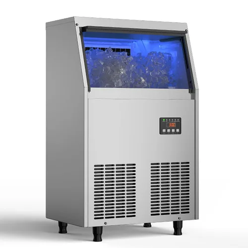 Miniatura 10 de Coolski Máquina comercial para hacer hielo, 150 libras/24 horas, máquina de hielo debajo del mostrador con almacenamiento de hielo de 35 libras