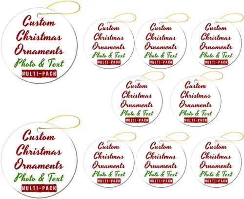 Miniatura 25 de Adornos de Navidad personalizados, texto fotográfico, haz tu propio adorno de cerámica de porcelana, regalo de recuerdos para decoración de Navidad