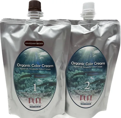 Miniatura 7 de Crema con color para tratamiento con tinta de calamar orgánica, primera de 16.9 fl oz y segunda de 16.9 fl oz, para ocultar las canas, sin dolor