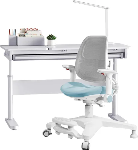 FCD Escritorio y silla para niños, juego de escritorio y silla de estudio ergonómico, multifuncional, ajustable, mesa de dibujo y estación de