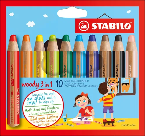 Miniatura 11 de STABILO Lápiz multitalento Woody 3 en 1 - Paquete de 6 - Colores surtidos