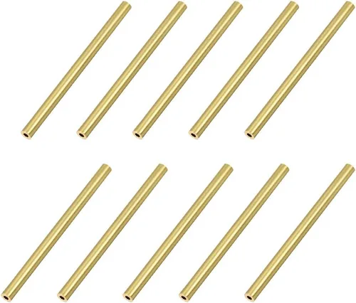 uxcell Tubo redondo de latón, 0.079 in de diámetro exterior 0.020 in de grosor de pared 1.181 in de longitud, tubo sin costuras para manualidades de
