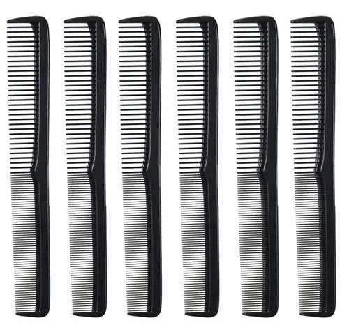 Styling Gear #150 - Juego de 6 peines para el cabello, corte de peluquería, peines de bolsillo para hombres y mujeres, para estilistas, barba, Negro