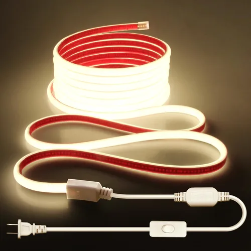 Miniatura 11 de Aclorol Tira de luces LED COB de 110 V para exteriores, impermeable, 6.56 pies/2M, luz diurna blanca 6000 K CRI90+ flexible y Unifrom tira de luz