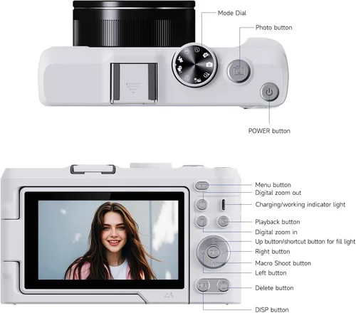 Miniatura 7 de Cámara digital 4K para fotografía, cámara de vlogging de 50 MP para video de YouTube con flash y pantalla abatible de 180 ° de 3 pulgadas, cámaras