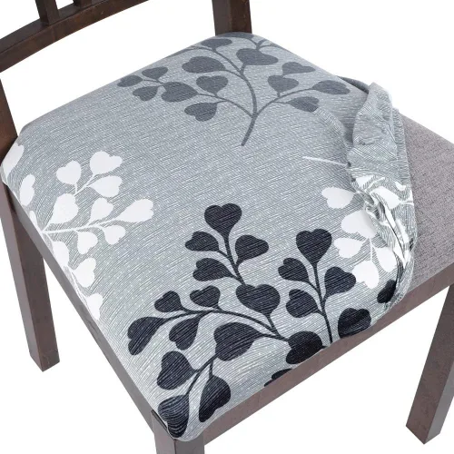Miniatura 7 de SearchI Fundas de Asiento para Sillas de Comedor Elásticas con Estampado Juego de 6 Fundas de Asiento de Silla, Protector de Cojín de Silla Tapizada