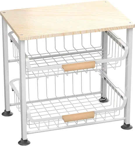 NiuYichee - Cesta de almacenamiento de frutas de cocina de 3 capas con estante para snacks, estante de almacenamiento en encimera, estante de