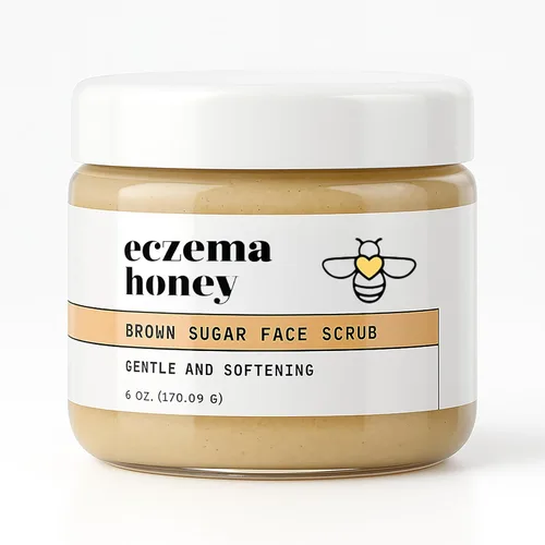 ECZEMA HONEY Exfoliante facial y corporal de azúcar morena, exfoliante de baño para piel seca, exfoliante facial natural y suave que alivia el