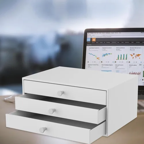 Miniatura 2 de Svartur Cajoneras de escritorio, organizador de escritorio de metal con cajones de almacenamiento para archivos A4, organizador de archivos de Blanco