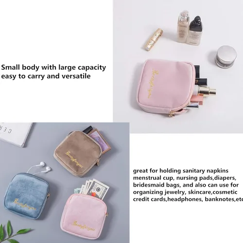 Miniatura 4 de Servilletero sanitario de tela flocado, bolsa de taza menstrual, soporte para almohadilla de lactancia, organizador de almacenamiento lavable, 3