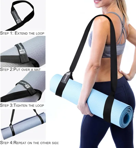 Miniatura 4 de A AZURELIFE Premium 2 en 1 correa para esterilla de yoga, ajustable antideslizante para transportar esterilla de yoga, se dobla como bandas