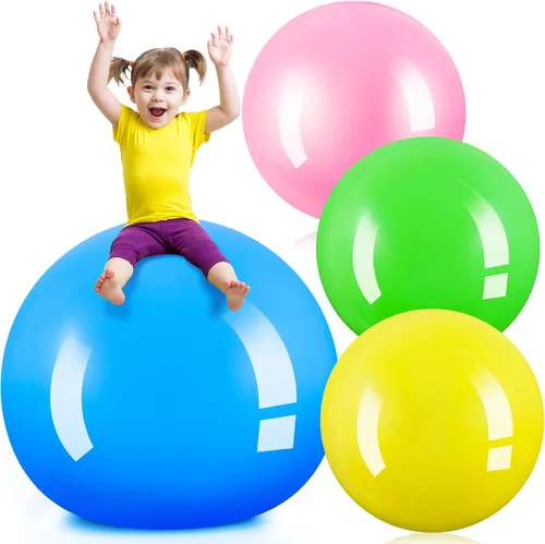 Jenaai 30 Inch Large Bouncy Balls Giant Inflatable Rubber Kickballs Big Outdoor Exercise Jumping Hopping Ball for Outdoor Activity Sports Party Decor