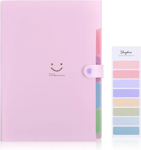SKYDUE Carpeta de archivos expandible con 5 bolsillos, bonito organizador de archivos de acordeón, carpeta de archivo de tamaño carta, organizador