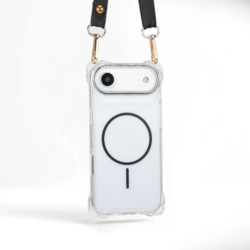 Miniatura 37 de Funda Magnética Cruzada para iPhone 17 Pro, Naranja, Marco Suave Magnético Transparente PC Trasero A Prueba de Golpes Funda Protectora para Teléfono