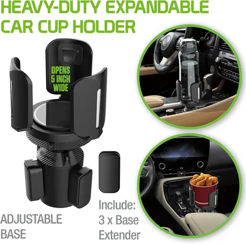Miniatura 2 de Portavasos y organizador expandible de alta resistencia para automóvil, ajuste universal para botellas grandes, tazas de café, teléfonos, alimentos