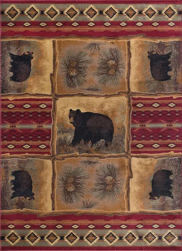 Miniatura 3 de Sierra Bear - Alfombras pequeñas de 4 x 6 pies para dormitorio, sala de estar y comedor, estilo casa de campo, estilo rústico, para interiores