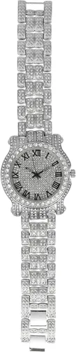 Miniatura 50 de Charles Raymond Bling-ed Out Ultimate Hip Hop Royalty Reloj para hombre con número romano de fácil lectura o indicadores de tiempo de diamantes