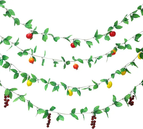 4 piezas de decoración de Sukkah frutas colgantes para Sukkot – Decoración de manzana Etrog – Suministros de fiesta de celebración judía (estilo