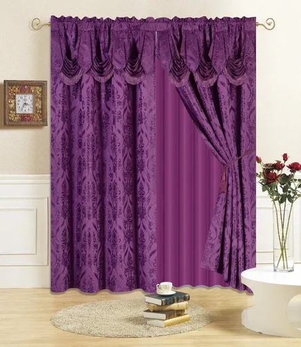 Miniatura 7 de All American Collection Nuevo juego de cortinas de 4 piezas con cenefa adjunta y transparente con 2 alzapaños incluidos