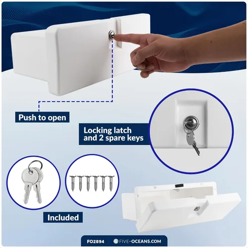 Miniatura 4 de Five Oceans Boat Glove Box, Lockable with 2 Keys, High-Impact and UV-Resistant White ABS Palstic