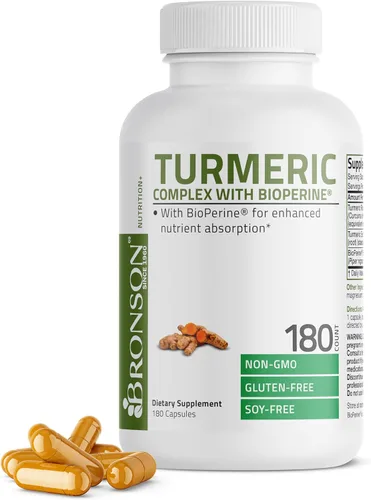 Bronson Curcumina de cúrcuma con BioPerine – Soporte articular de alta potencia con 95% curcuminoides estandarizados – Cápsulas sin OMG con pimienta