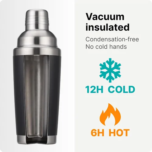 Miniatura 7 de VINUR Coctelera aislada, coctelera de Martini aislada al vacío de acero inoxidable de 20 onzas con colador integrado y tapa jigger para camarero