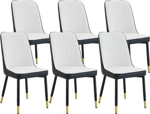 Miniatura 16 de Juego de 2 sillas de comedor modernas, sillas de comedor de piel sintética con cojín grueso y patas de metal, sillas de cocina negras para comedor