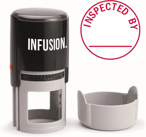 Miniatura 10 de Infusion Sello de goma autoentintado redondo con texto personalizado (1-5/8 pulgadas de diámetro), hasta 3 líneas de texto y borde
