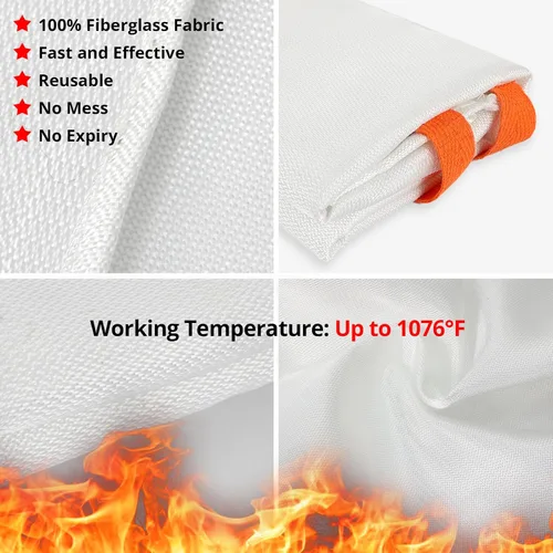 Miniatura 3 de SecuCaptain Manta de emergencia contra incendios para el hogar y la cocina, paquete de 4 mantas de fibra de vidrio para supresión de llama de 40 x